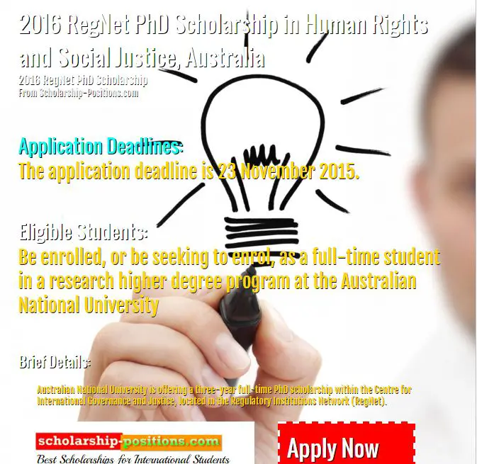 2016 RegNet PhD scholarship