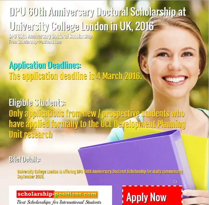 DPU 60th Anniversary doctoral scholarship
