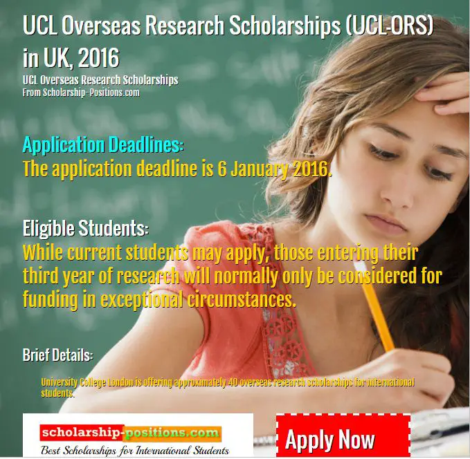 UCL Overseas research scholarship