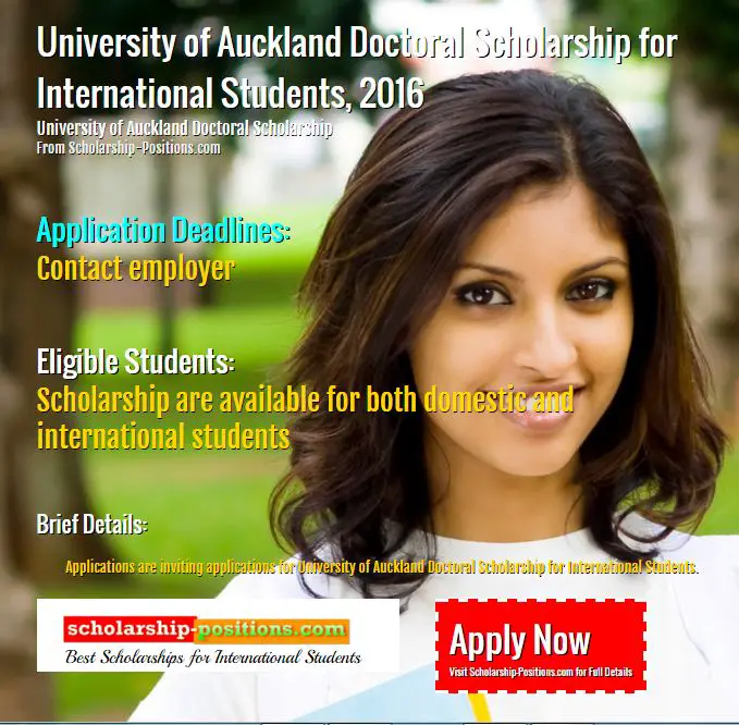 University of Auckland doctoral scholarship