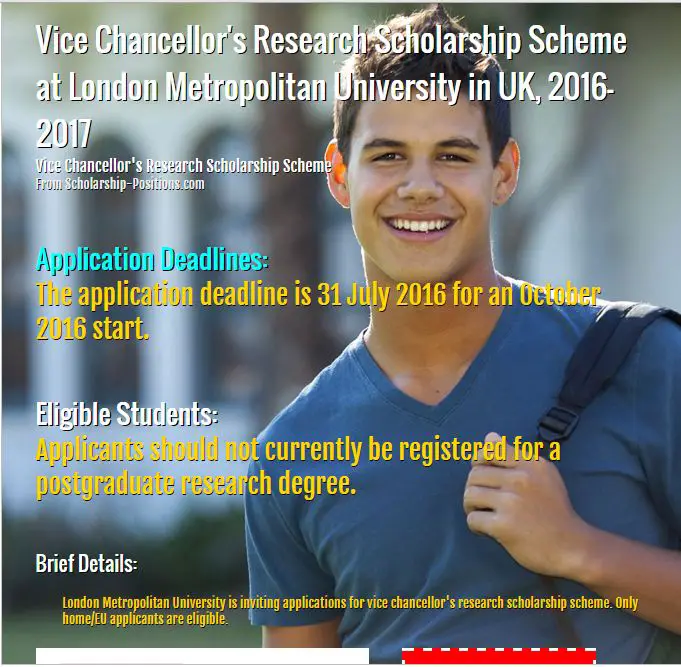 Vice Chancellor's research scholarship