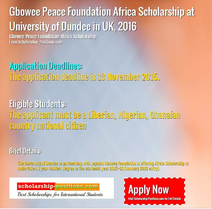 Gbowee Peace Foundation africa scholarship