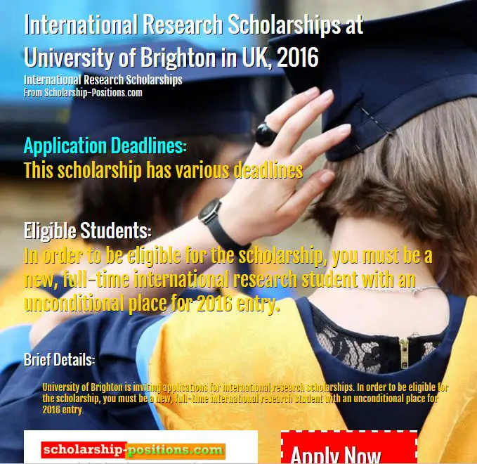 International Research Scholarships In UK, 2019