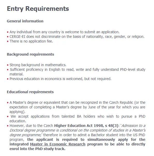 phd economics in czech republic