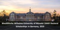 Westfälische Wilhelms-University of Münster DAAD Doctoral Scholarships in Germany, 2019