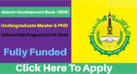 Full Tuition Islamic Development Bank Scholarship (IsDB) Programme in Saudi Arabia, 2019-2020