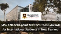 FASS 120-/240-point Master’s Thesis Awards for International Students in New Zealand