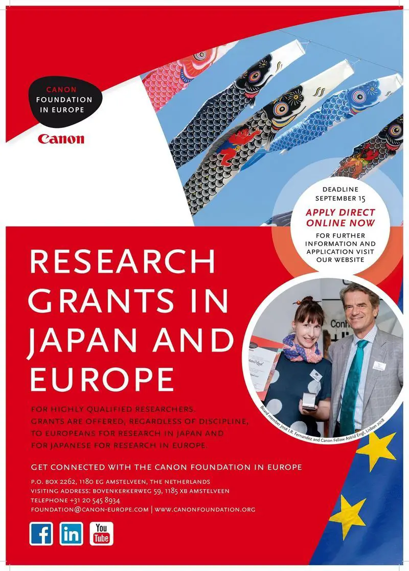 Canon Research Fellowships for Europeans in Netherlands, 2019