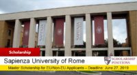 "Don't Miss Your Chance" Scholarship for EU and Non-EU Students 2019
