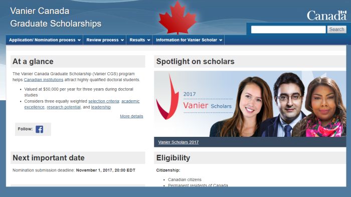 Vanier Canada Graduate Scholarships for Canadian and Foreign Students