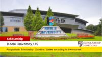 Keele University Developing Countries Scholarship in UK, 2019