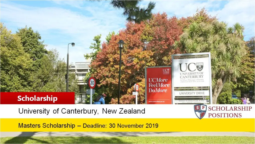 University of Canterbury Francis Small Scholarship in New Zealand, 2020