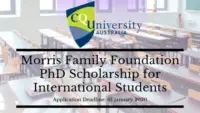 CQUniversity Morris Family Foundation PhD Scholarship for International Students in Australia