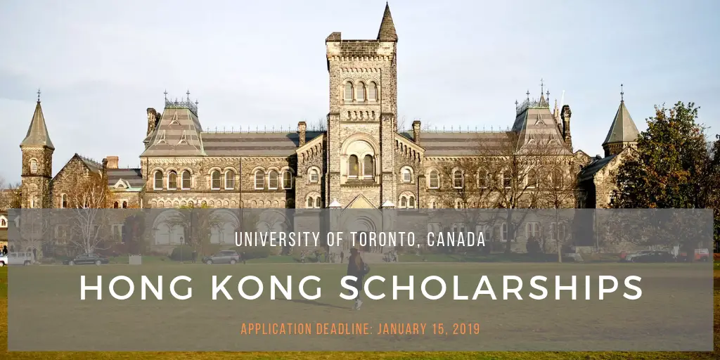 University of Toronto Hong Kong Scholarships in Canada, 2020