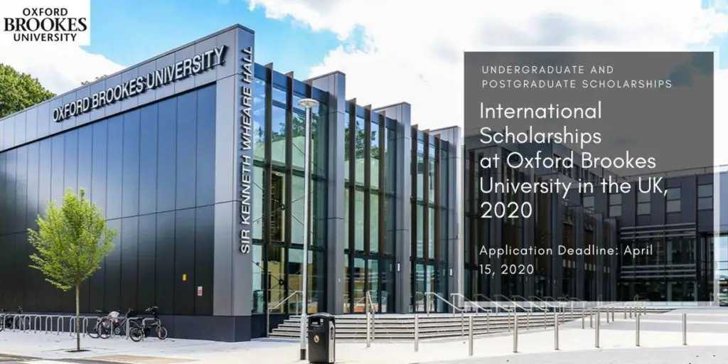 International Scholarships at Oxford Brookes University in the UK, 2020