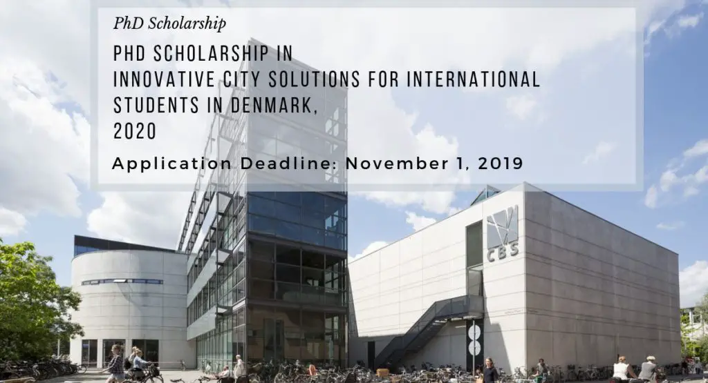 PhD Scholarship in Innovative City Solutions for International Students in Denmark, 2020