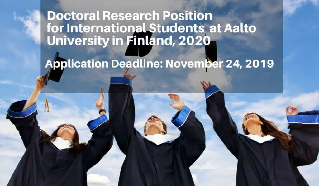 Doctoral Research Position for International Students in Multidisciplinary Education at Aalto University in Finland, 2020