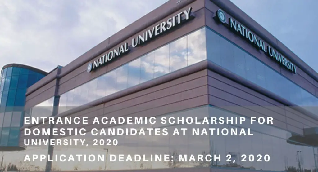 Entrance Academic Scholarship for Domestic Candidates at National University, 2020