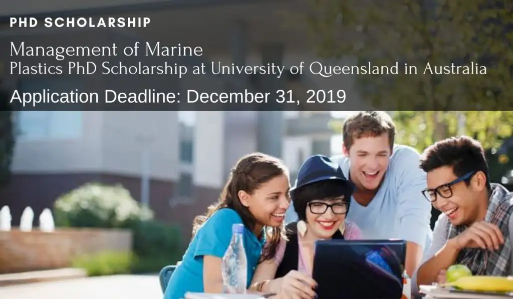 Management of Marine Plastics PhD Scholarship at University of Queensland in Australia