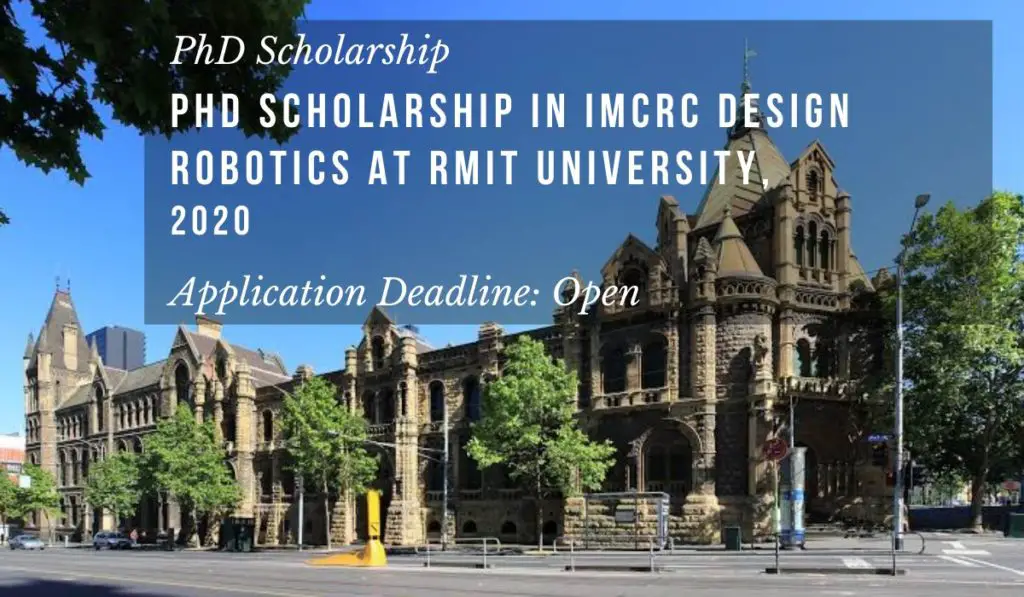 PhD Scholarship in IMCRC Design Robotics at RMIT University, 2020