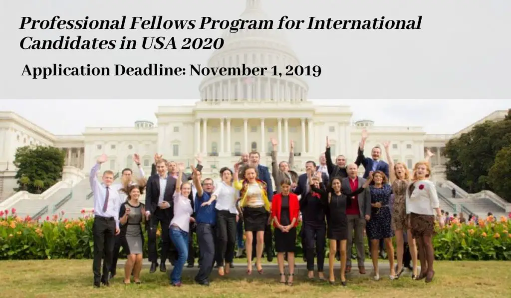 Professional Fellows Program for International Candidates in USA, 2020