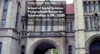 School of Social Sciences Postgraduate Research Scholarships in UK, 2020