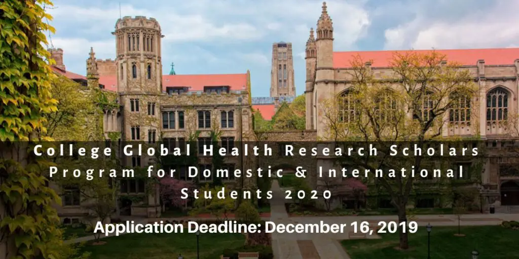 College Global Health Research Scholars Program for Domestic & International Students 2020