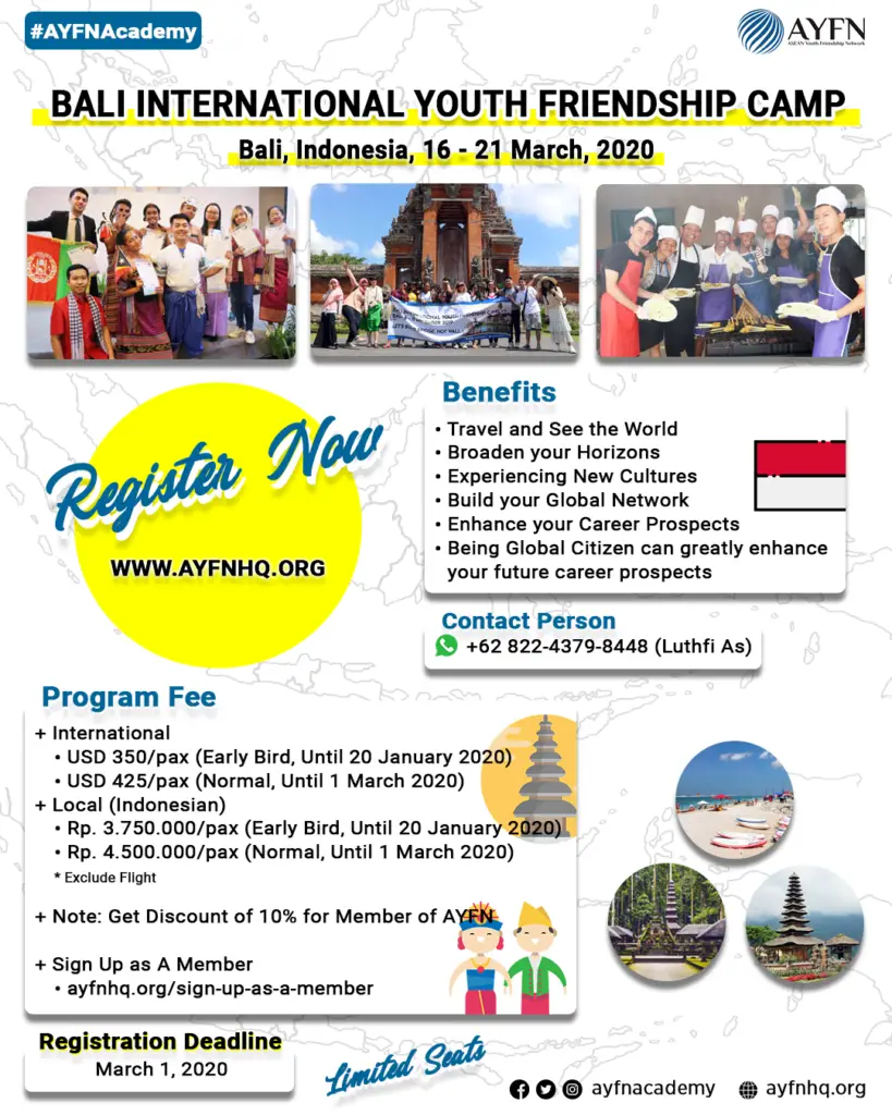 Bali International Youth Friendship Camp in Indonesia, 2020