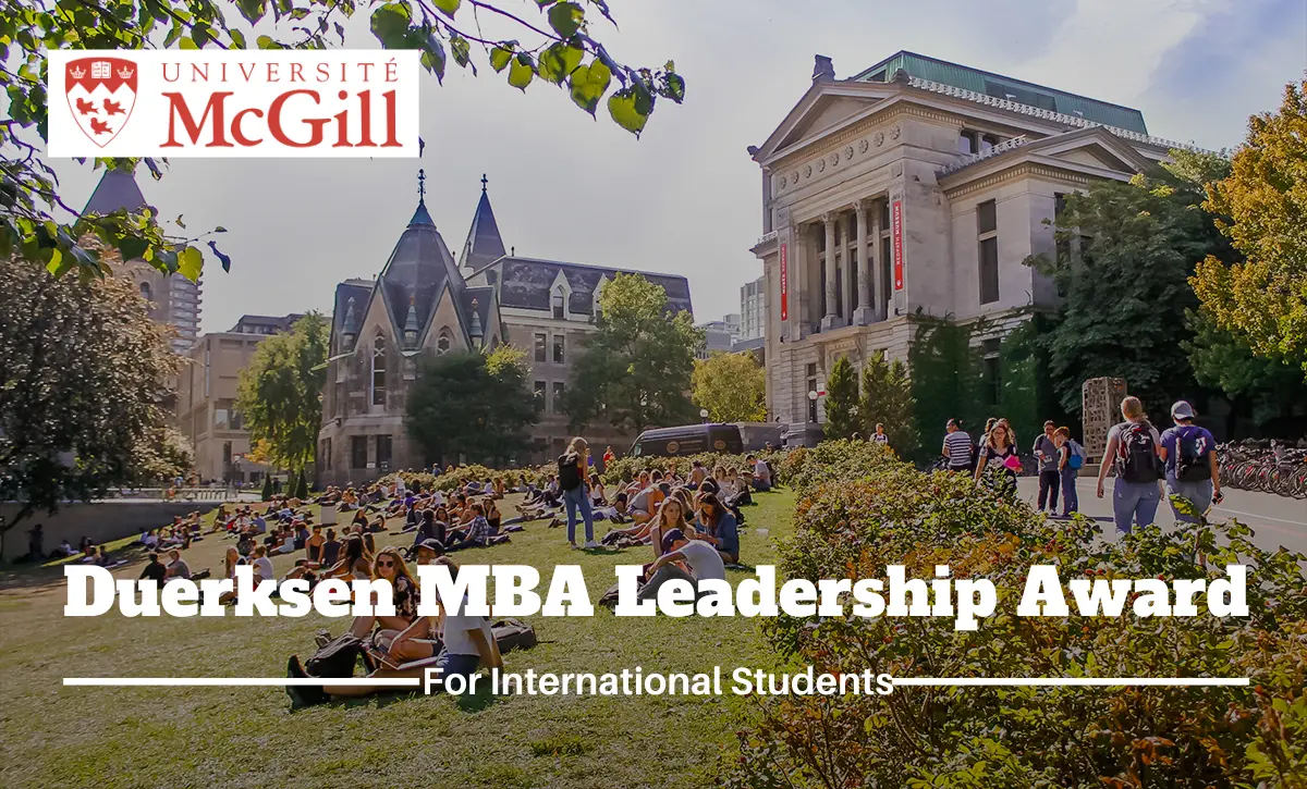 Duerksen MBA Leadership Award for International Students at McGill  University, Canada - Scholarship Positions 2022 2023