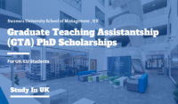 Swansea University School of Management GTA PhD Scholarships for UK/EU Students, 2020