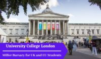 University College London Miller Bursary for UK and EU Students