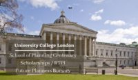 University College London School of Planning Centenary Scholarships RTPI Future Planners Bursary