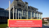 University of Bolton Masters (Taught) Excellence Scholarship in UK