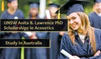 UNSW Anita B. Lawrence PhD Scholarships in Acoustics, Australia