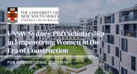 UNSW Sydney PhD Scholarship in Empowering Women in the Era of Construction, Australia