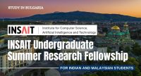 INSAIT Undergraduate Summer Research Fellowship in Bulgaria
