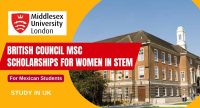 Middlesex University British Council MSc Scholarships for International Women in STEM.