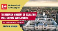The Flemish Ministry of Education Master Mind Scholarships at University of Antwerp in Belgium