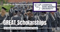 Liverpool John Moores University GREAT Scholarships for International Students from Kenya and Turkey,